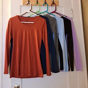 LOT of 6 - NO BOUNDARIES Long Sleeve Scoop Neck Tees - Many Colors - SMALL NWOT
